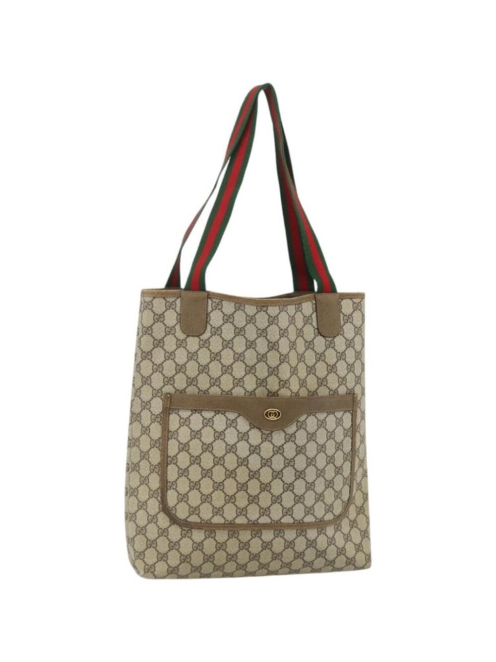 GUCCI GG Supreme Web Sherry Line Tote Bag PVC Beige Gold 39 02 003